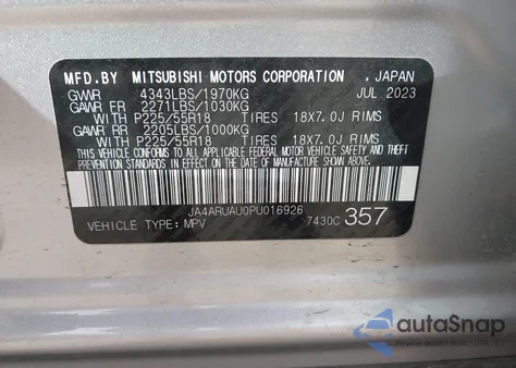 2023 Mitsubishi Outlander Sport 2.0 Es Awc from USA, damaged, VIN JA4ARUAU0PU016926